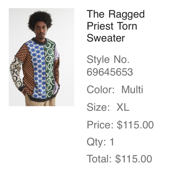 The Ragged Priest Torn Sweater Multi Colored XL - Picture 8 of 8